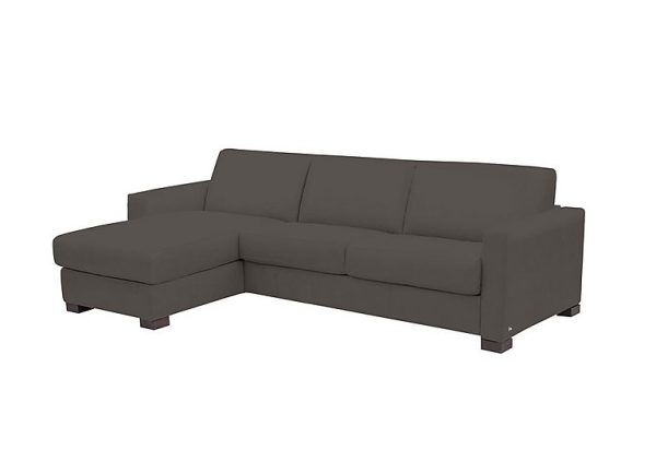 Nicoletti  Alcova 3 Seater Leather Sofa Bed with Storage Left Hand Facing Chaise and Box Arms  Torello Grigio Scuro | Bed Sava