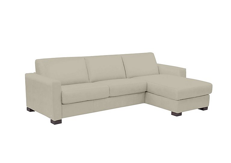 Nicoletti - Alcova 3 Seater Leather Sofa Bed with Storage Right Hand Facing Chaise and Box Arms - Torello Tortora