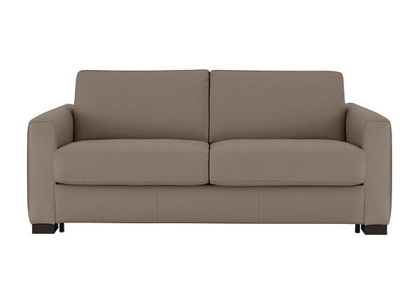 Nicoletti  Alcova 3 Seater Leather Sofa Bed with Box Arms  Botero Taupe | Bed Sava