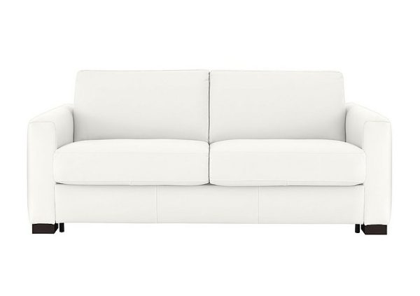 Nicoletti  Alcova 3 Seater Leather Sofa Bed with Box Arms  Torello Bianco Puro | Bed Sava