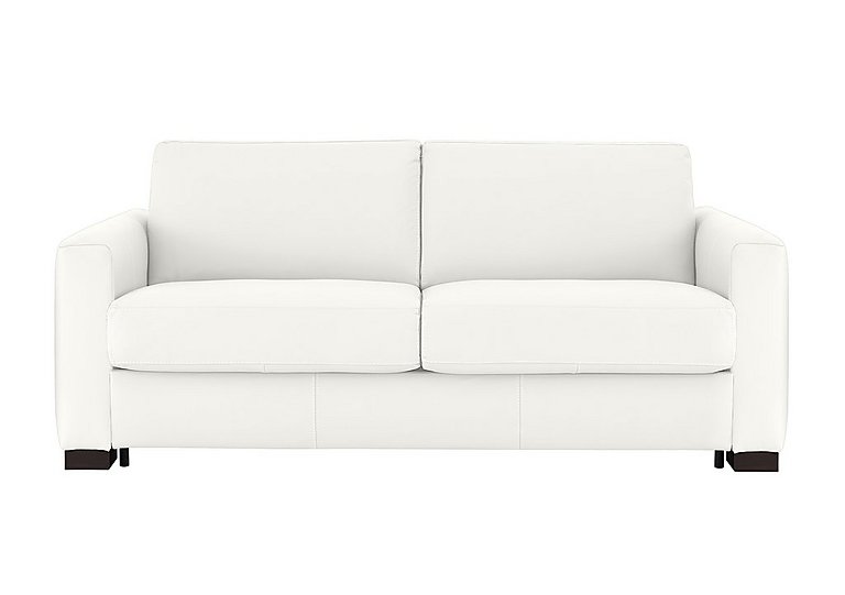 Nicoletti - Alcova 3 Seater Leather Sofa Bed with Box Arms - Torello Bianco Puro