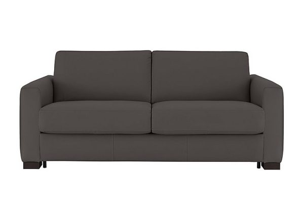 Nicoletti  Alcova 3 Seater Leather Sofa Bed with Box Arms  Torello Grigio Scuro | Bed Sava