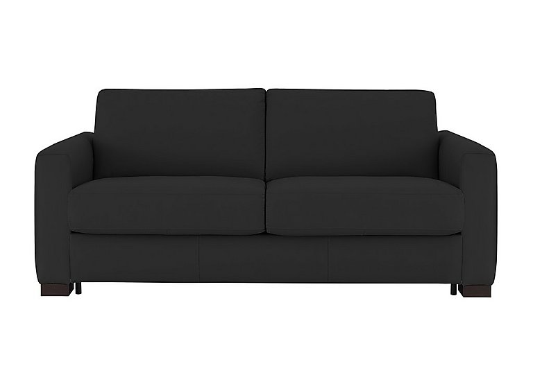 Nicoletti - Alcova 3 Seater Leather Sofa Bed with Box Arms - Torello Nero
