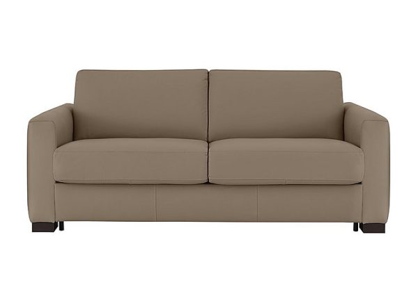 Nicoletti  Alcova 3 Seater Leather Sofa Bed with Box Arms  Torello Taupe | Bed Sava