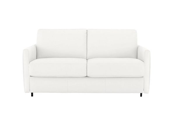 Nicoletti  Alcova 2 Seater Leather Sofa Bed with Slim Arms  Botero Bianco | Bed Sava