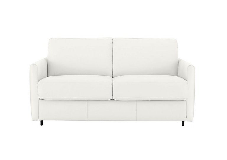 Nicoletti - Alcova 2 Seater Leather Sofa Bed with Slim Arms - Torello Bianco Puro