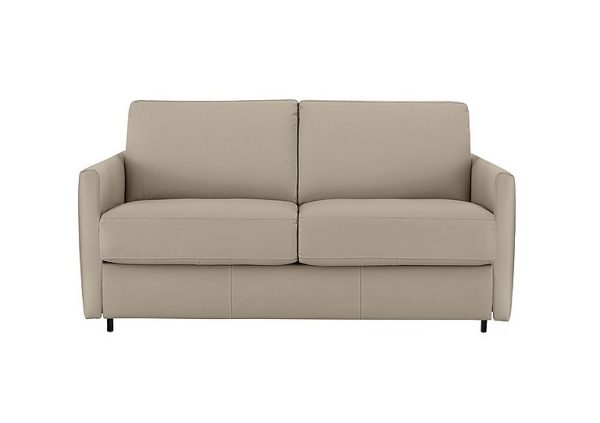 Nicoletti  Alcova 2 Seater Leather Sofa Bed with Slim Arms  Torello Fango | Bed Sava