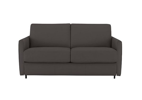 Nicoletti  Alcova 2 Seater Leather Sofa Bed with Slim Arms  Torello Grigio Scuro | Bed Sava
