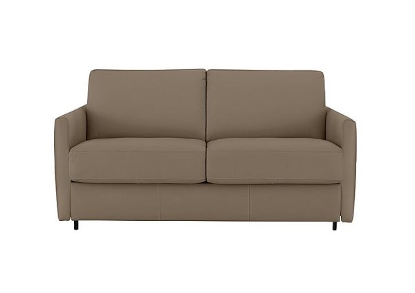 Nicoletti  Alcova 2 Seater Leather Sofa Bed with Slim Arms  Torello Taupe | Bed Sava