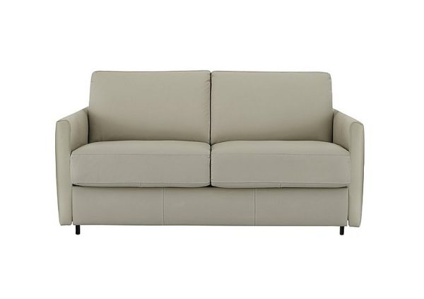 Nicoletti  Alcova 2 Seater Leather Sofa Bed with Slim Arms  Torello Tortora | Bed Sava