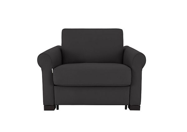 Nicoletti  Alcova Leather Chair Sofa Bed with Scroll Arms  Botero Nero | Bed Sava