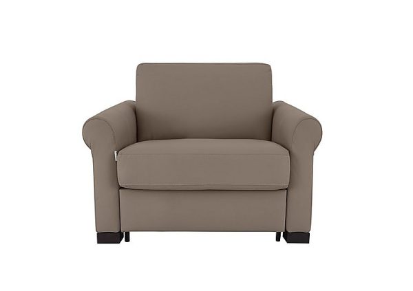 Nicoletti  Alcova Leather Chair Sofa Bed with Scroll Arms  Botero Taupe | Bed Sava