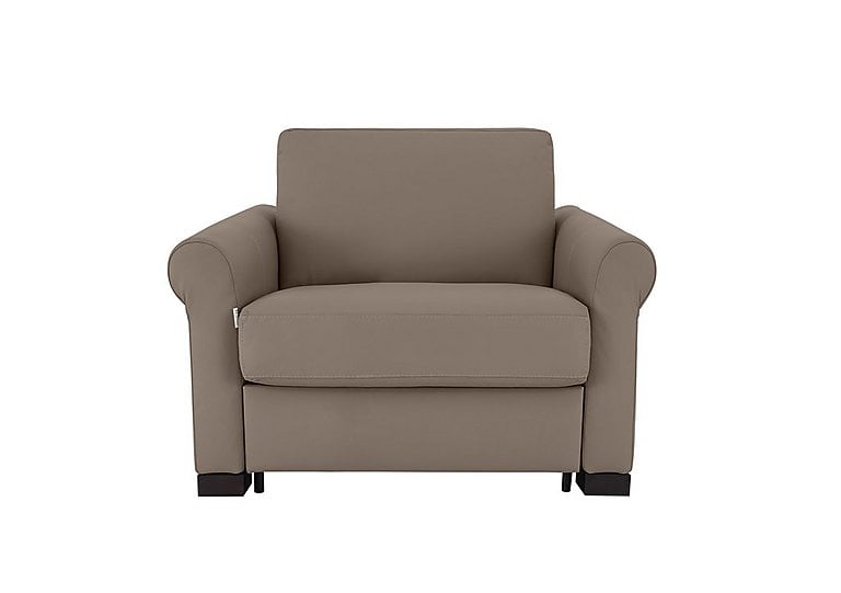 Nicoletti - Alcova Leather Chair Sofa Bed with Scroll Arms - Botero Taupe