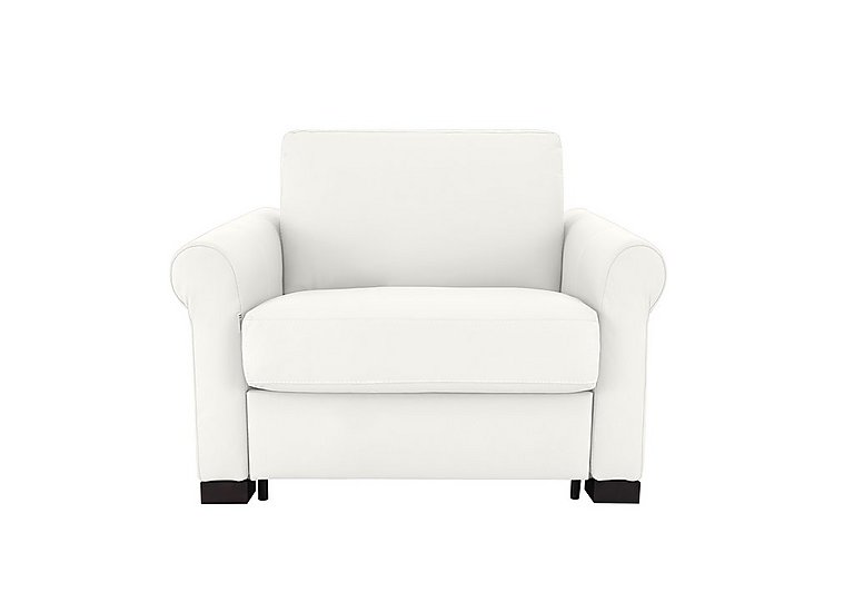 Nicoletti - Alcova Leather Chair Sofa Bed with Scroll Arms - Torello Bianco Puro