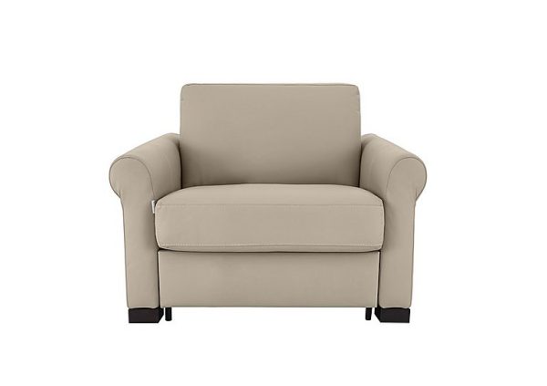 Nicoletti  Alcova Leather Chair Sofa Bed with Scroll Arms  Torello Fango | Bed Sava