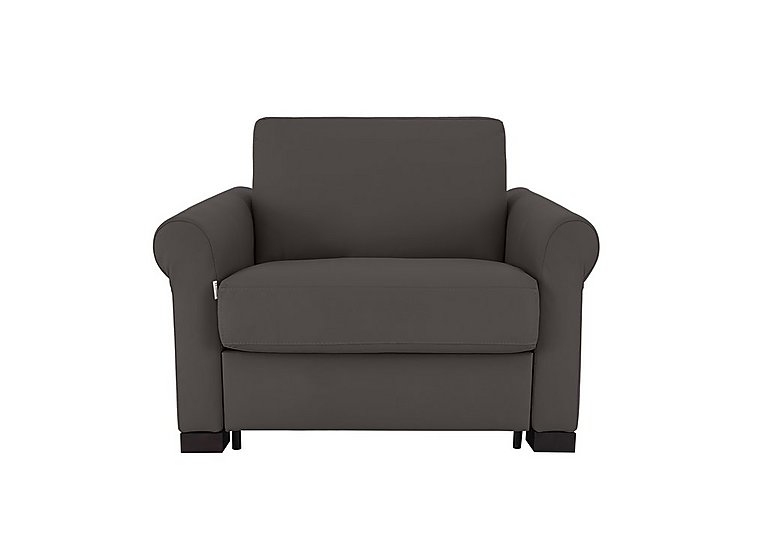Nicoletti - Alcova Leather Chair Sofa Bed with Scroll Arms - Torello Grigio Scuro
