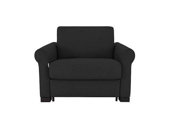 Nicoletti  Alcova Leather Chair Sofa Bed with Scroll Arms  Torello Nero | Bed Sava