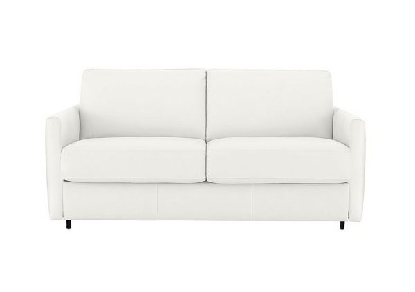 Nicoletti  Alcova 25 Seater Leather Sofa Bed with Slim Arms  Torello Bianco Puro | Bed Sava