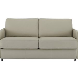 Nicoletti  Alcova 25 Seater HW Leather Sofa Bed with Scroll Arms  Torello Tortora | Bed Sava