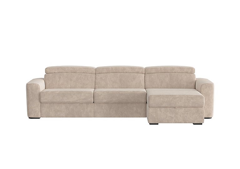 Infinity Fabric Right Hand Facing Corner Chaise Sofa Bed with Storage - Cream