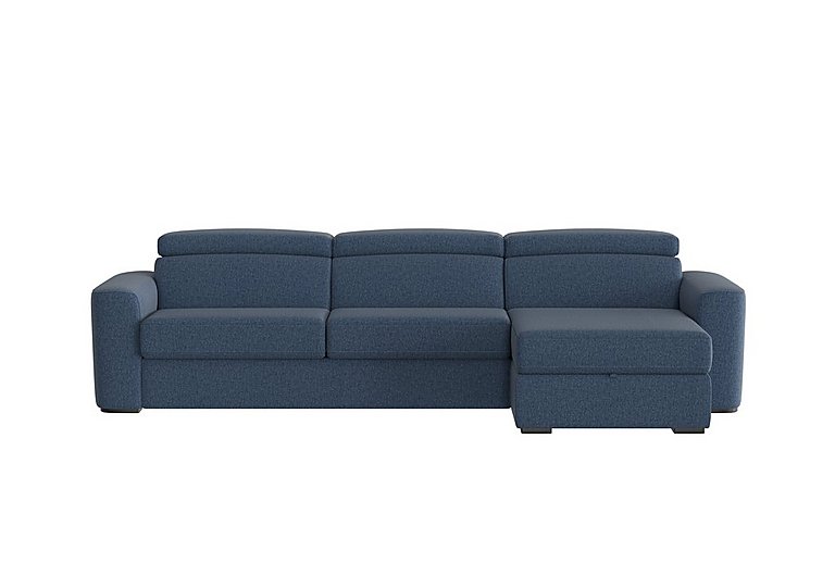 Infinity Fabric Right Hand Facing Corner Chaise Sofa Bed with Storage - R38 Blue