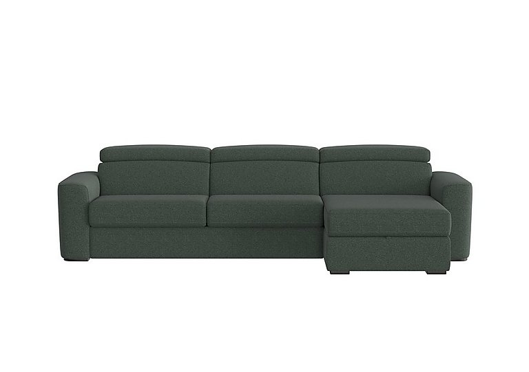 Infinity Fabric Right Hand Facing Corner Chaise Sofa Bed with Storage - Moss Green