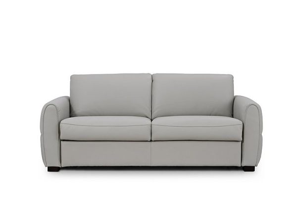Jaxx Leather Sofa Bed with Arch Arms  Lead Grey | Bed Sava