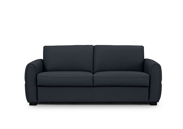 Jaxx Leather Sofa Bed with Arch Arms  Navy | Bed Sava