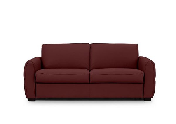 Jaxx Leather Sofa Bed with Arch Arms  Ruby | Bed Sava