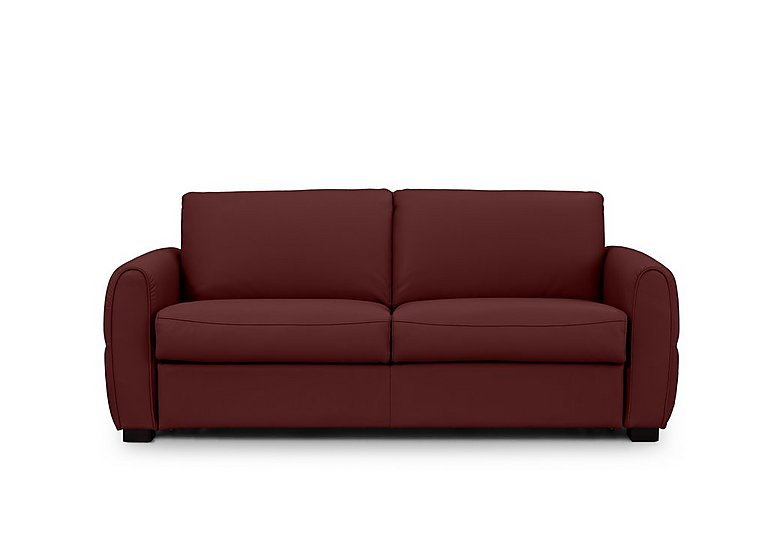 Jaxx Leather Sofa Bed with Arch Arms - Ruby