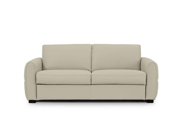 Jaxx Leather Sofa Bed with Arch Arms  Bone China | Bed Sava