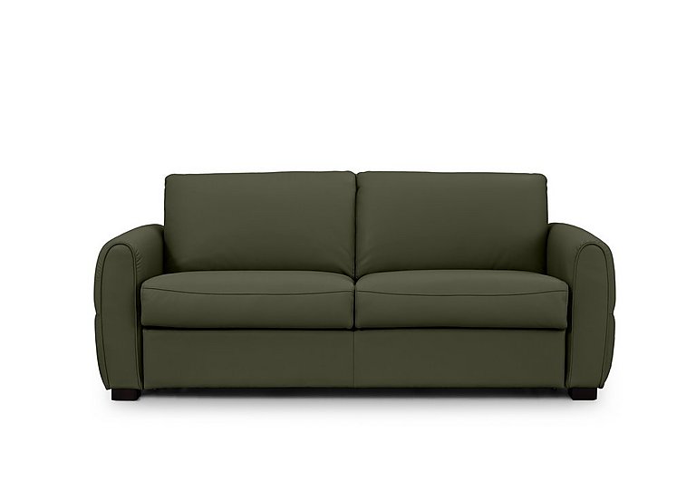 Jaxx Leather Sofa Bed with Arch Arms - Oslo Pine