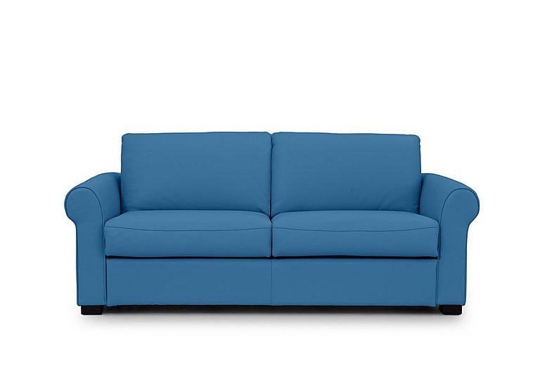 Jaxx Leather Sofa Bed with Scroll Arms - Aegean