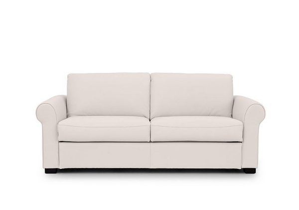 Jaxx Leather Sofa Bed with Scroll Arms  Cotton | Bed Sava