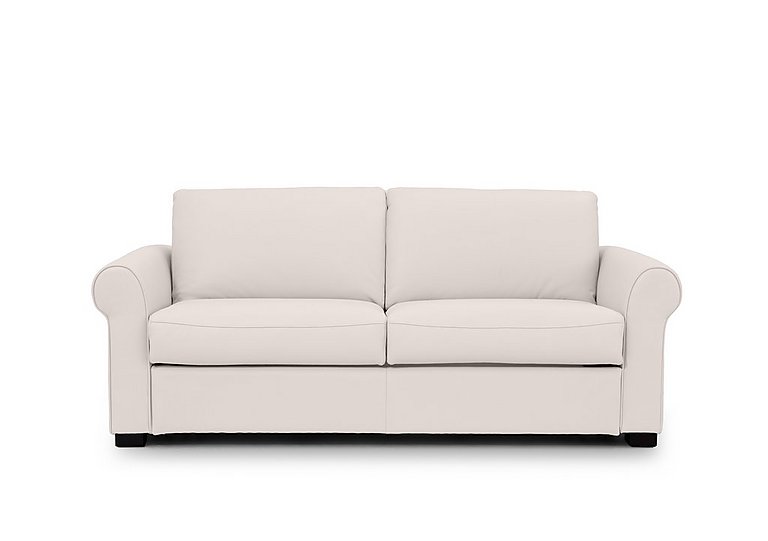 Jaxx Leather Sofa Bed with Scroll Arms - Cotton