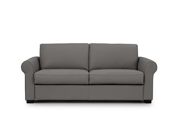 Jaxx Leather Sofa Bed with Scroll Arms  Elephant | Bed Sava