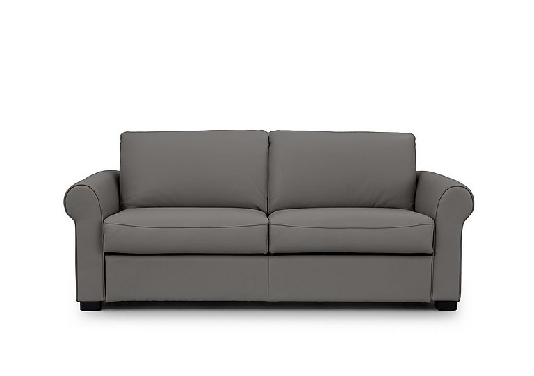 Jaxx Leather Sofa Bed with Scroll Arms - Elephant