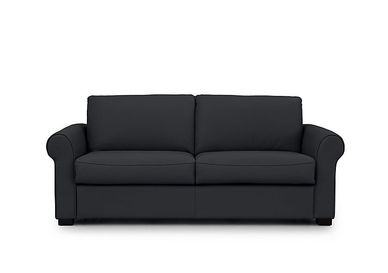 Jaxx Leather Sofa Bed with Scroll Arms - Lavender Grey
