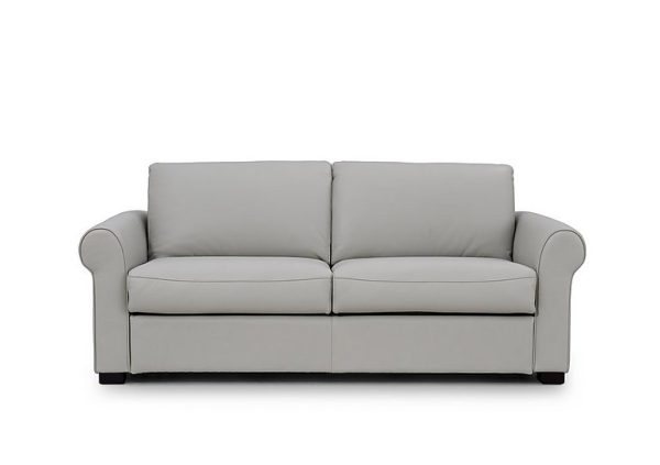 Jaxx Leather Sofa Bed with Scroll Arms  Lead Grey | Bed Sava
