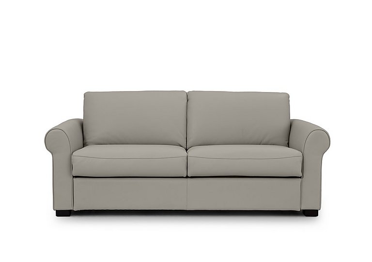 Jaxx Leather Sofa Bed with Scroll Arms - New Grey