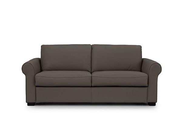 Jaxx Leather Sofa Bed with Scroll Arms  Storm | Bed Sava