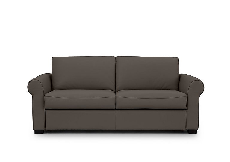 Jaxx Leather Sofa Bed with Scroll Arms - Storm