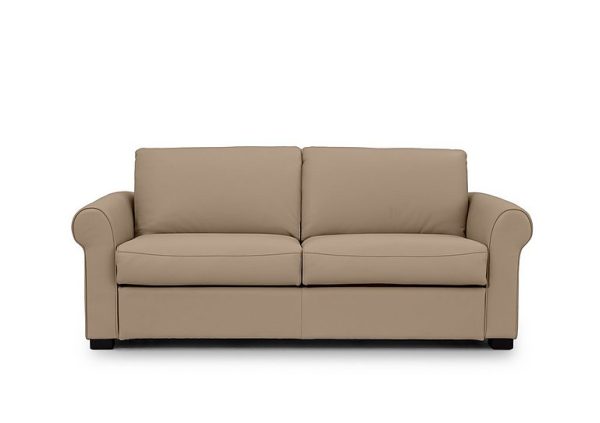 Jaxx Leather Sofa Bed with Scroll Arms  Barley | Bed Sava