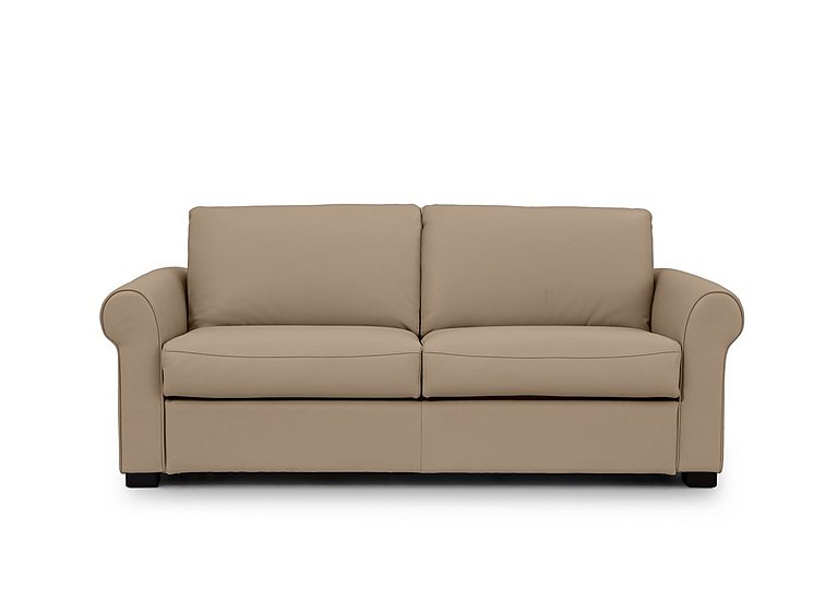 Jaxx Leather Sofa Bed with Scroll Arms - Barley
