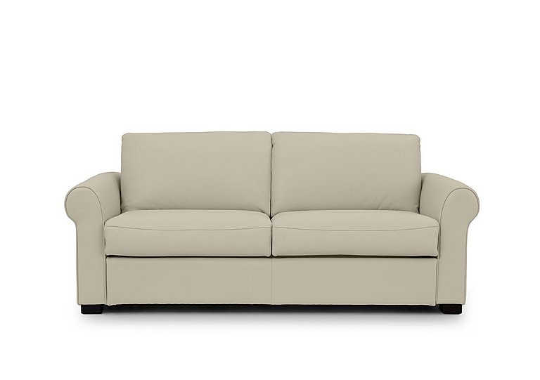Jaxx Leather Sofa Bed with Scroll Arms - Bone China
