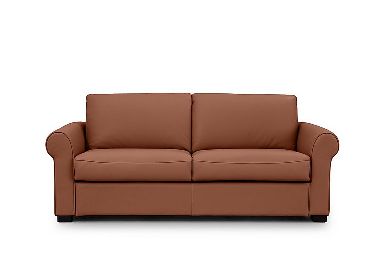 Jaxx Leather Sofa Bed with Scroll Arms - Butterscotch