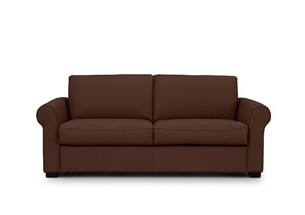 Jaxx Leather Sofa Bed with Scroll Arms  Chocolate | Bed Sava