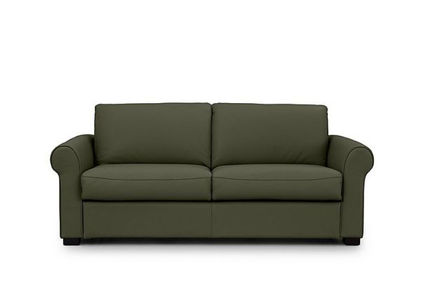 Jaxx Leather Sofa Bed with Scroll Arms  Oslo Pine | Bed Sava
