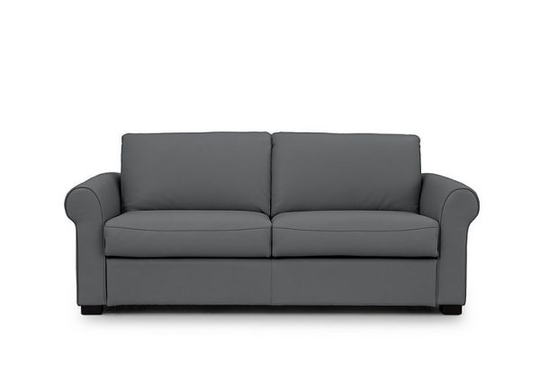 Jaxx Leather Sofa Bed with Scroll Arms  Granite | Bed Sava