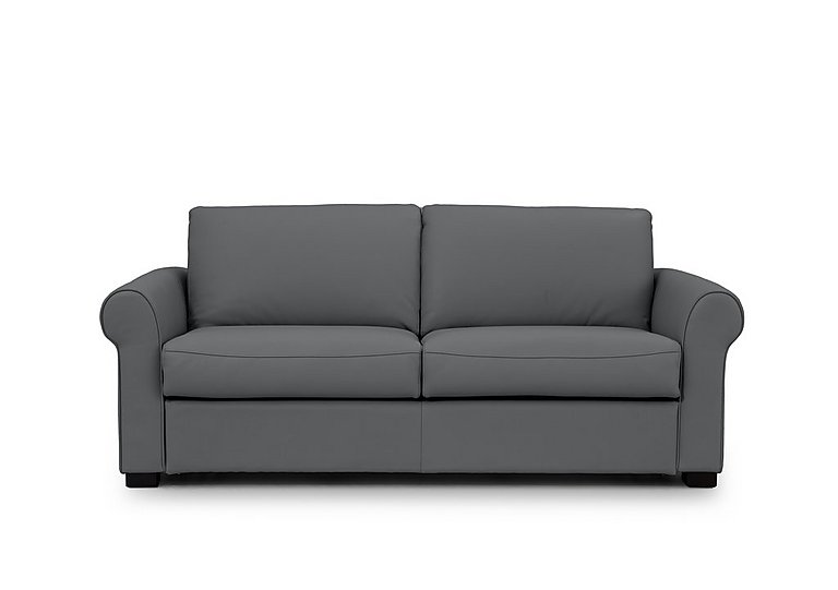 Jaxx Leather Sofa Bed with Scroll Arms - Granite